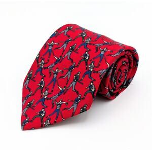 Vintage Bert Pulitzer Collector's Edition Baseball Novelty Tie Silk Red Blue USA